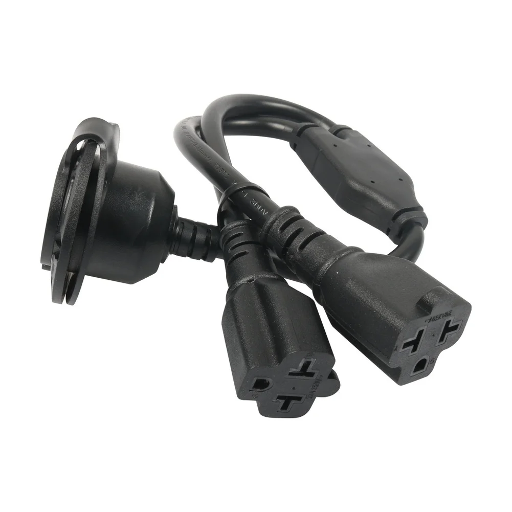 Waterproof NEMA5 20A RV Power Cord Splitter 12AWG 3 Prong AC Outlet For Campers Supports NEMA5-15P And NEMA5-20P Connectors