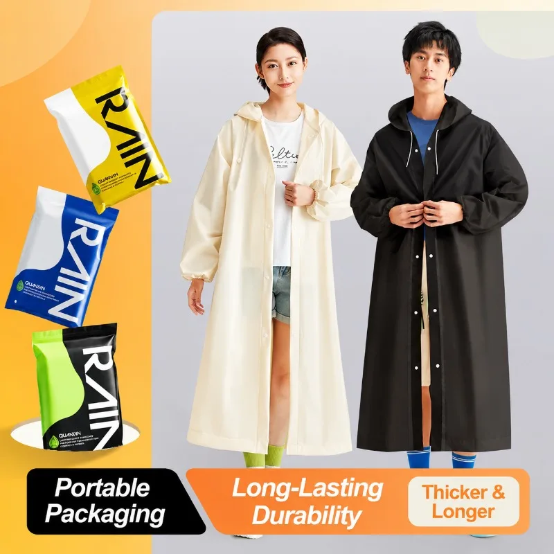 Reusable EVA Adult Rain‑garment, Reinforced Elongated One‑piece  Rain‑suit, Compact  Stowable  Weather‑shield  Outfit