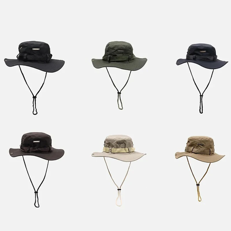 Summer Bucket Hat For Men Fisherman Cap Fishing Outdoor Sunshade Big Brim Panama Hat Sunscreen Riding Hiking Suncreen Sunhat