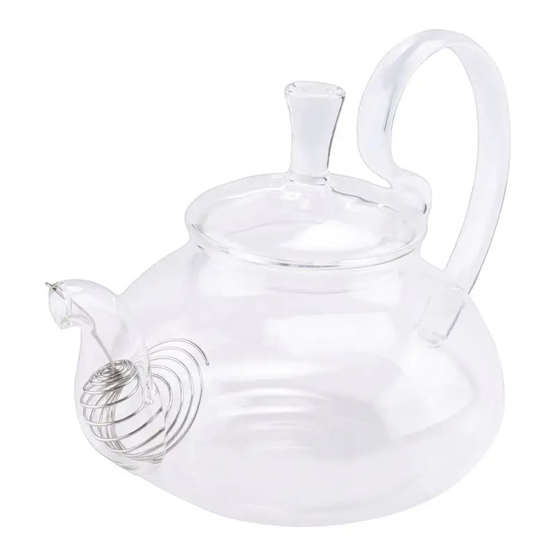 650Ml Heat Resistant High Handle Flower Coffee Glass Tea Pot Blooming Glass Teapot With Strainer Highly Recommended