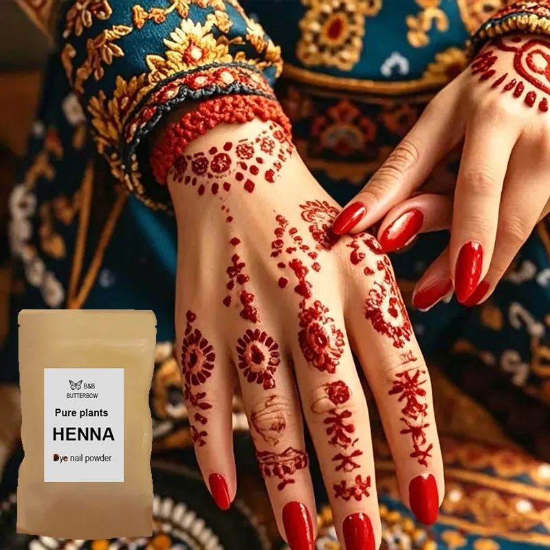 

Natural Dyeing Henna Powder Wine Red Black With Tools Accessories Mehndi Muslim Colors Long Lasting 20g