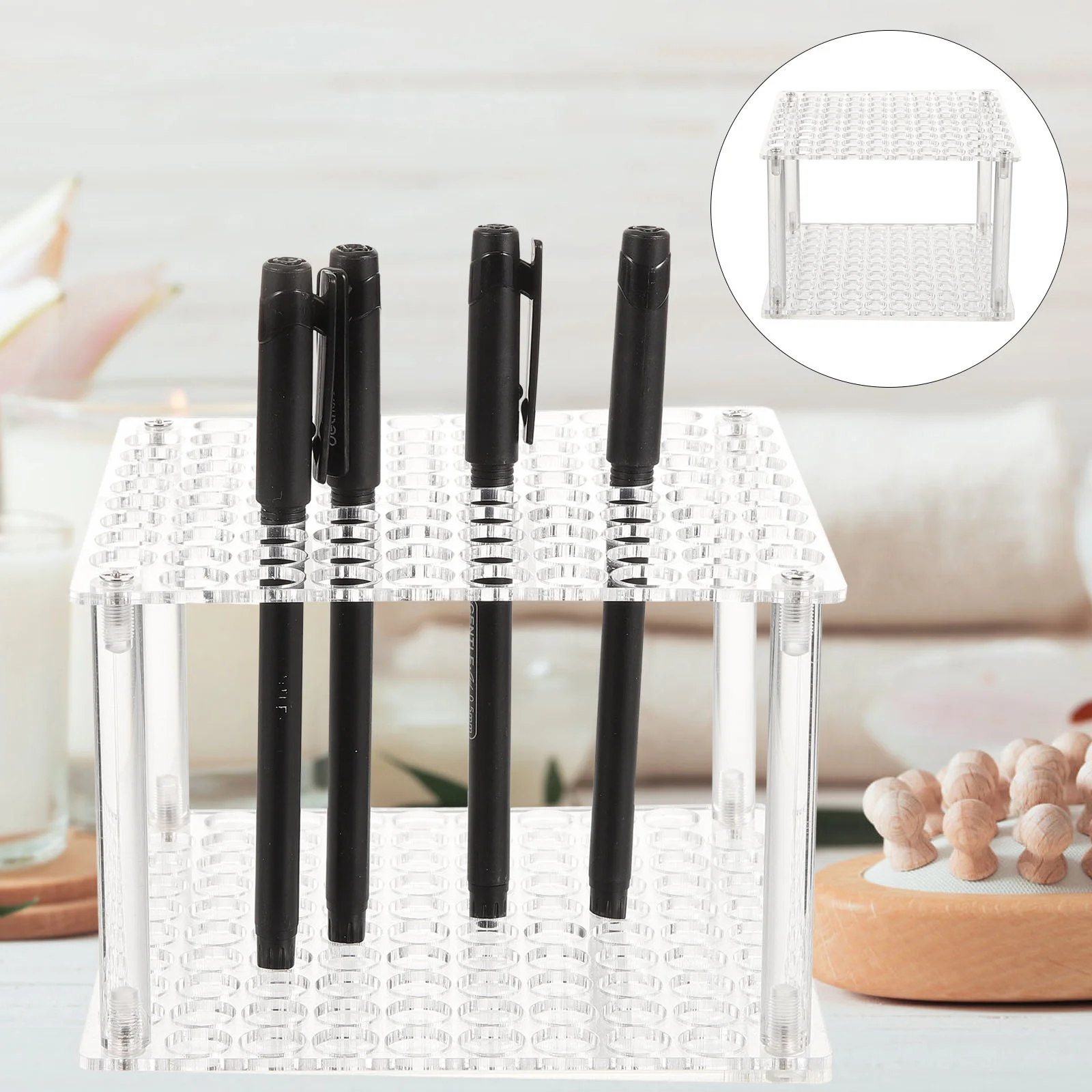 Transparent Pen Holder Table Stand Eyebrow Ball Storage Pencil Display Clear Rack Desk Acrylic Brush