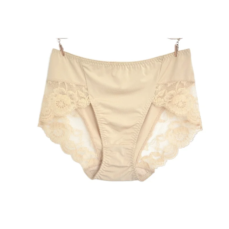 S704 Long-term Supply, Elastic Milk Silk Lace Medium and High Waist Multi-color with Large Size Women's Briefs Women's