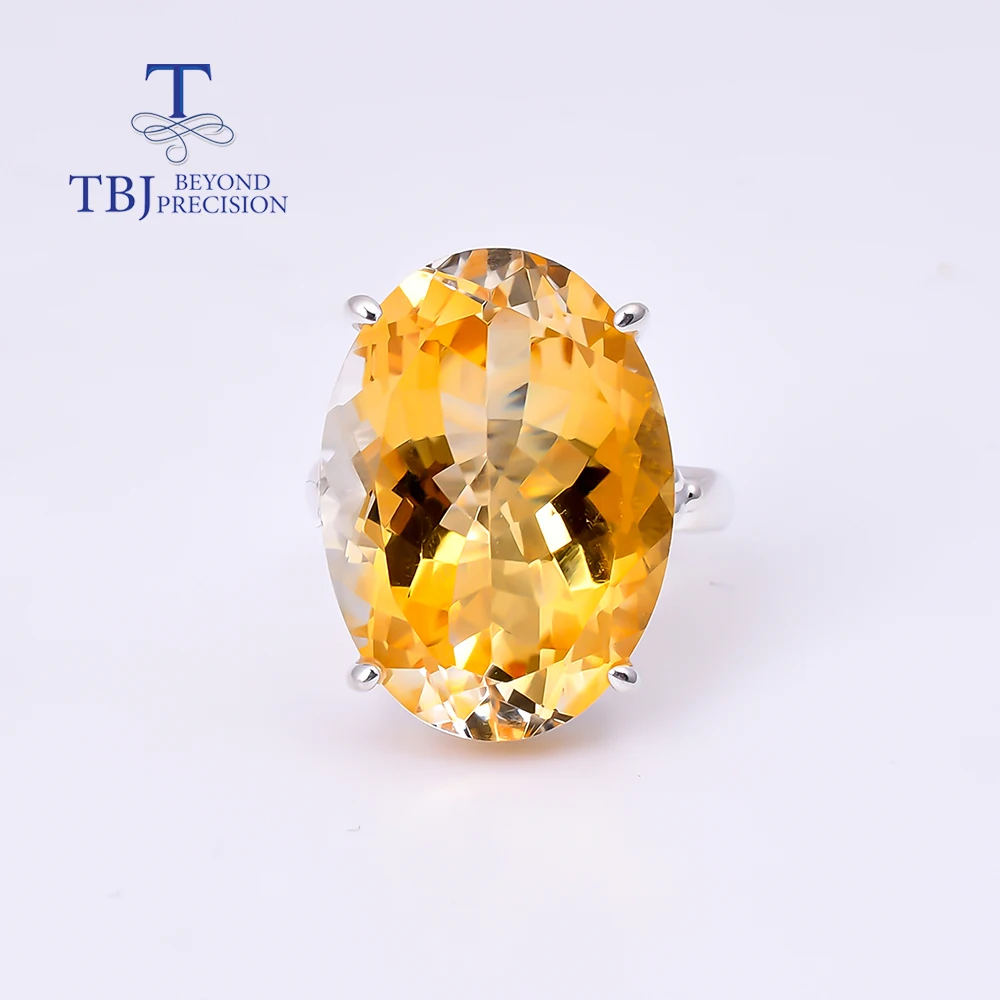 2026 Handmade jewelry Natural 17.5ct oval shape citrine Ring  gemstone simple jewelry 925 sterling silver for women gift