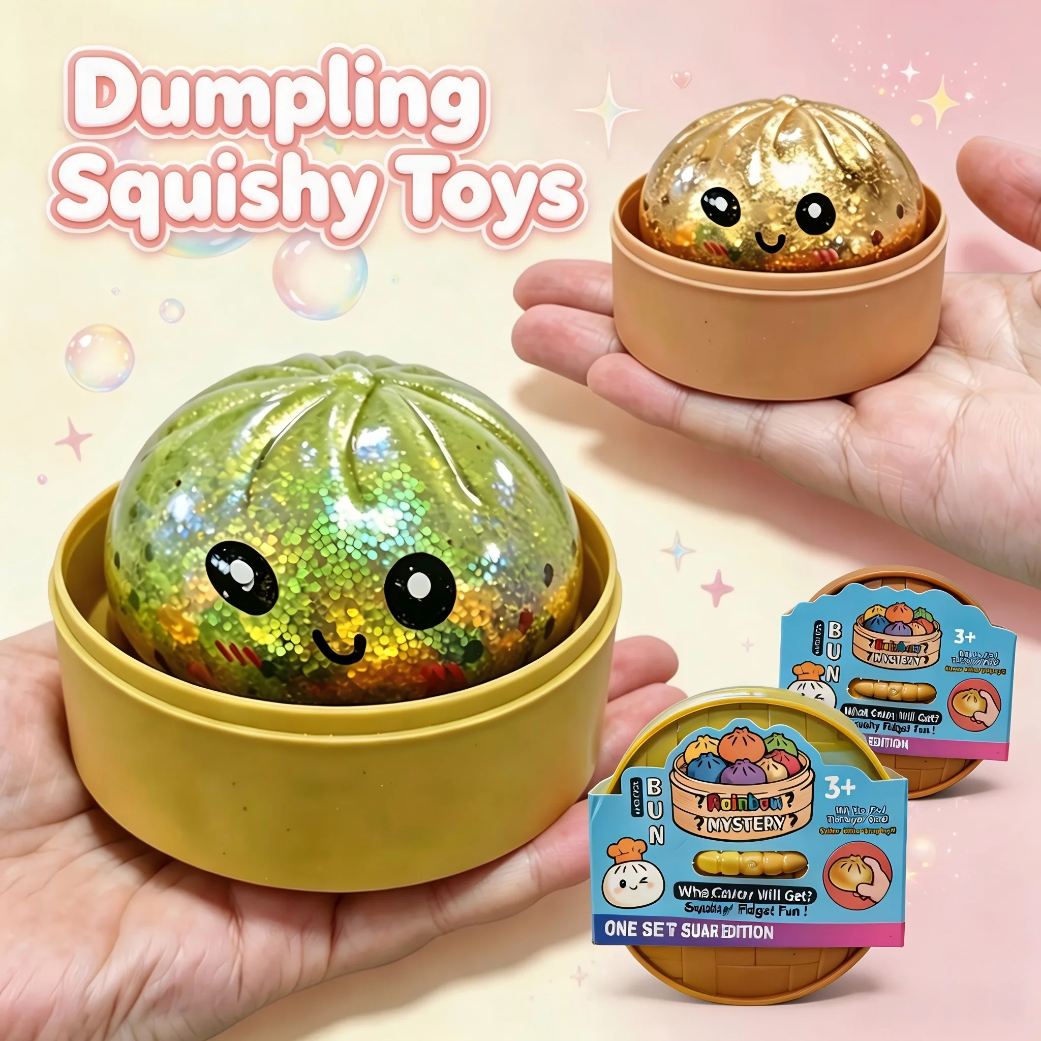 5.5CM/8.5CM Cute Dumpling Squishy Toy Mystery Blind Box Bun Squeeze Fidget Toy Bead‑Filled Stress Relief Toy Party Favor Gift ﻿