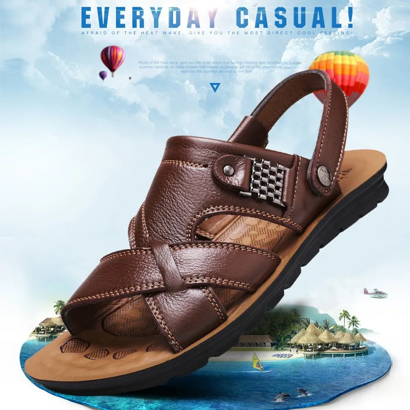 

размер 38-48 дизайнерские сандалии мужские шлепанцы сандалии из натуральной кожи мужская обувь уличные сандалии chinelos beach