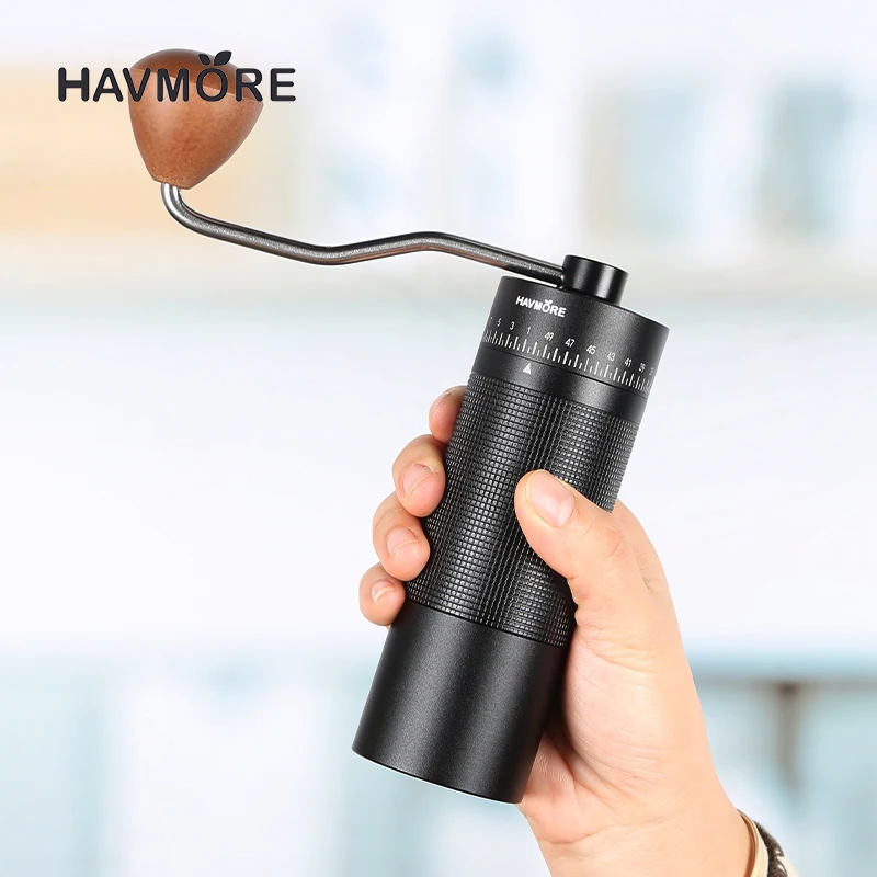 

Havmore Mini Adjustable Coarseness Hand-Cranked Stainless Steel 38MM Core Outdoor Hand Coffee Grinder