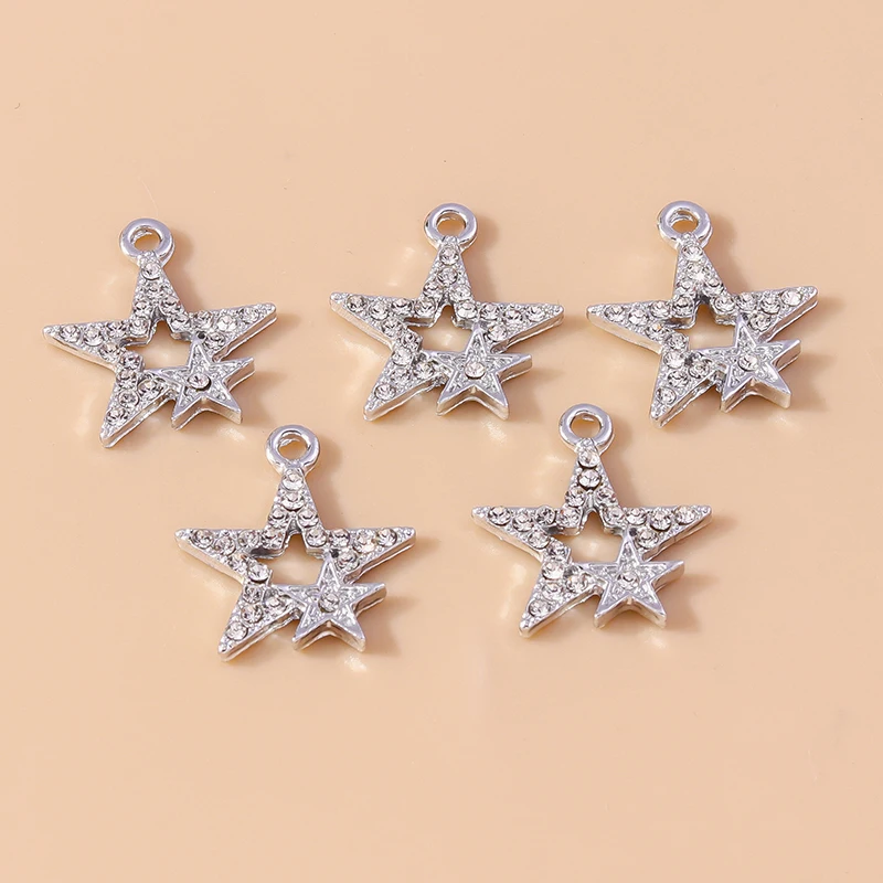 20 Stück 17 x 19 mm niedliche Kristalllegierung Stern Charms Anhänger für Schmuckherstellung Tropfen Ohrringe Halsketten Armband DIY Bastelzubehör – Detail 6