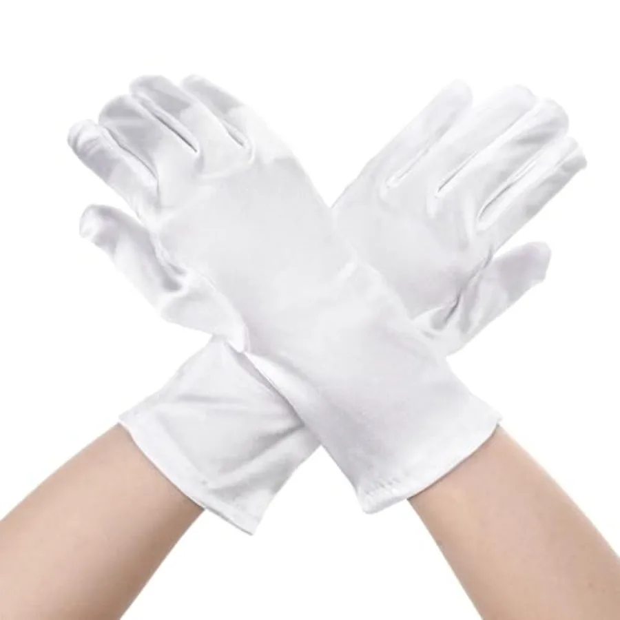Short Opera Satin Gloves Women Bridal Wedding Banquet Evening Dress Gloves for Tea Party 1920s Flapper Accessories