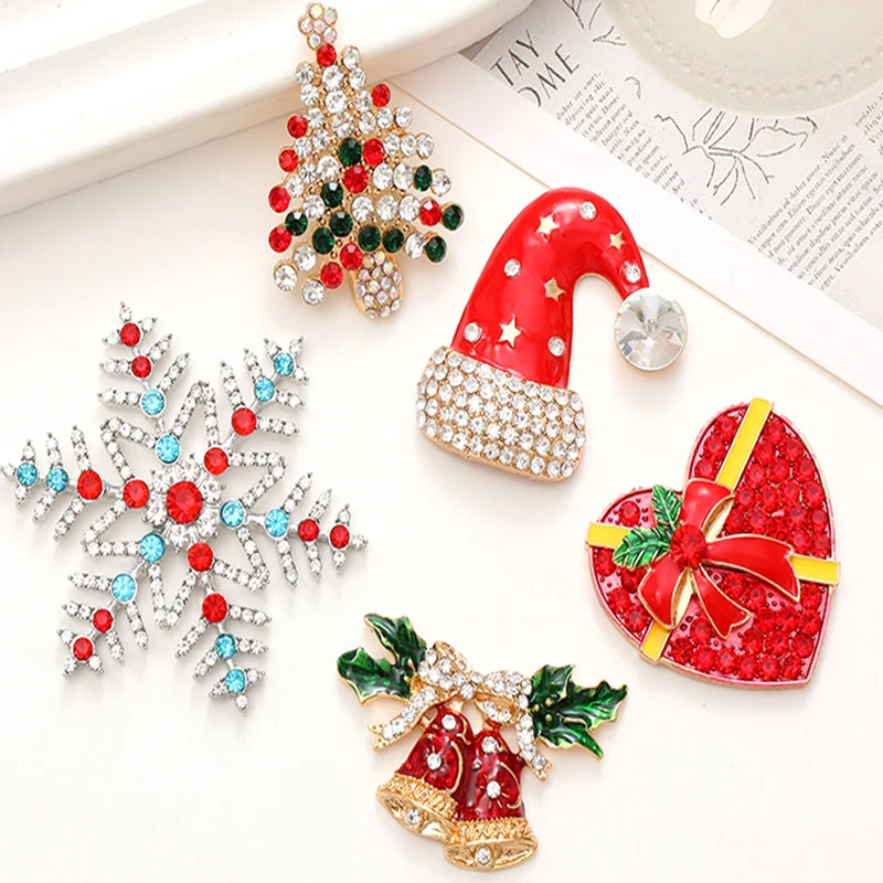 10pcs Popular DIY Christmas Accessories Creative Versatile Diamond Zinc Alloy Christmas Tree Christmas Hat Accessories