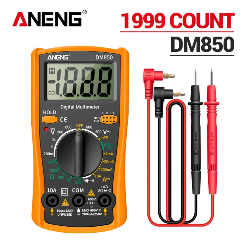 

ANENG DM850 Digital Multimeter Automatic Professional 1999 Counts Auto AC/DC Votage Tester Ohm Current Ammeter Detector Tool