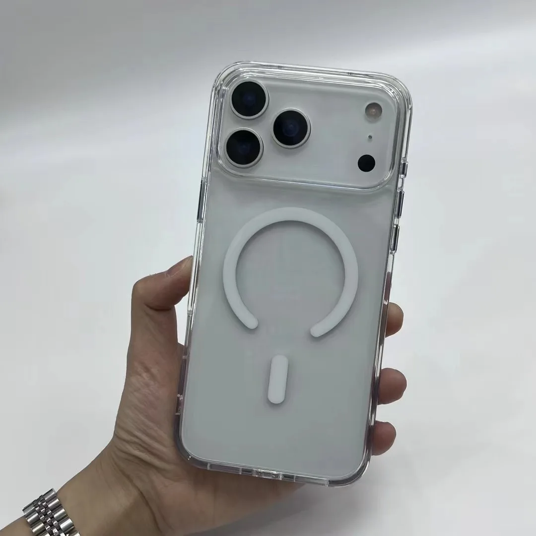 

Luxury Transparent For Magsafe Wireless Charge Magnetic Case For iPhone 17 16 16Pro 15 14 15Pro Max Clear Shockproof Back Cover