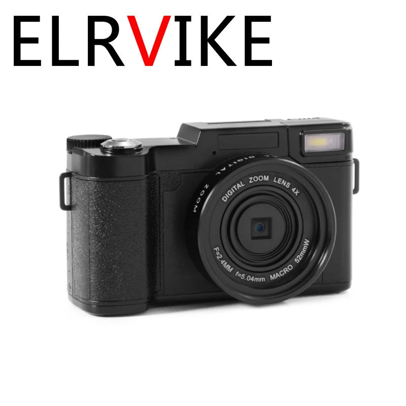 ELRVIKE 2022 24MP HD Half-DSLR Professional Digital Cameras With 4X Telephoto Fisheye & Wide Angle Lens Camera Macro HD