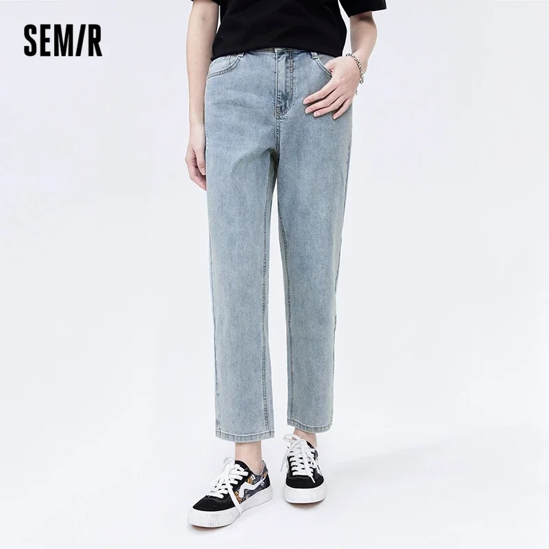 

Semir Jeans Women Split Crop Pants Summer Cool Antibacterial Straight Leg Pants Street Simple