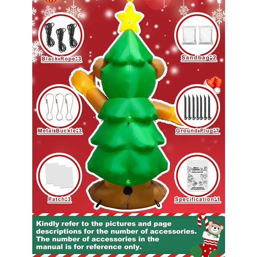 7.1 FT Christmas Fluffy Bear Inflatable Outdoor Decoration Christmas Tree Stuffed Bear Inflatable with Builtin LED Light Blow U - Image 6