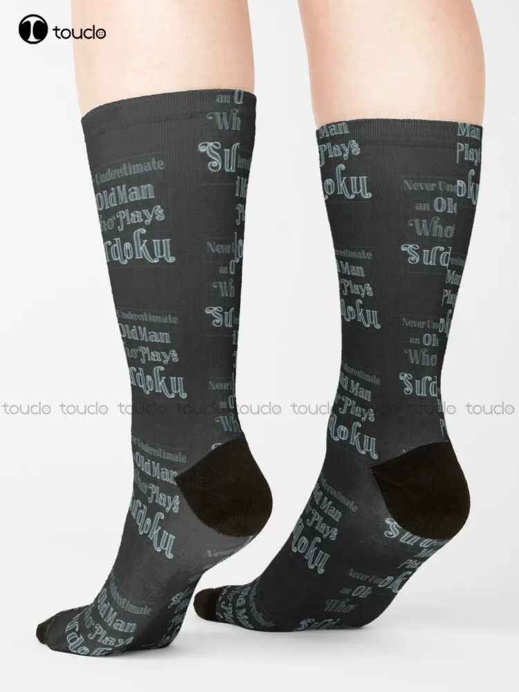 Never Underestimate An Old Man Who Plays Sudoku Socks Winter Socks Christmas Gift Unisex Adult Teen Youth Socks Custom Women Men