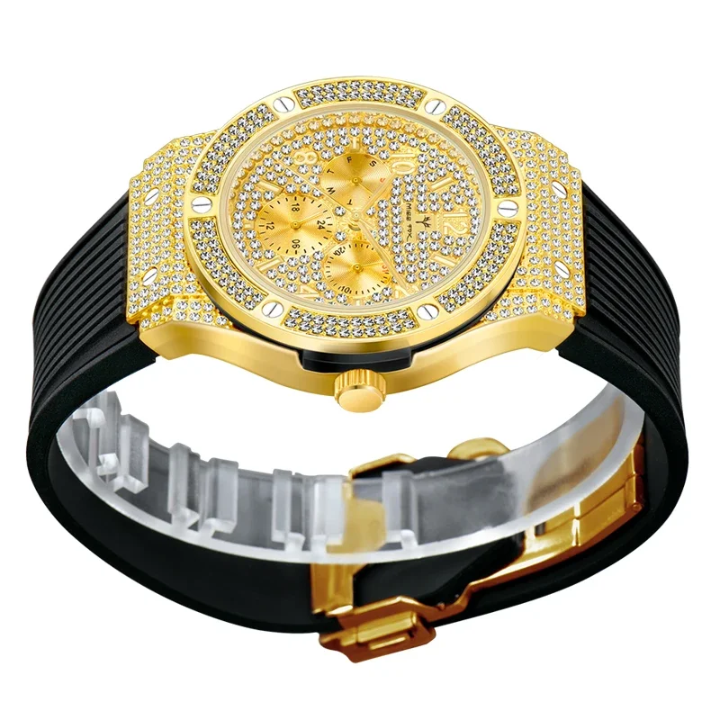 Orologio da uomo in oro di lusso Hip Hop ICED Out orologi da uomo orologio da polso al quarzo uomo impermeabile militare Relogio Masculino Sport