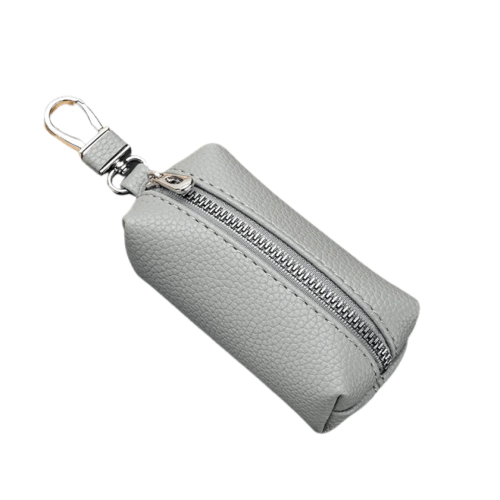 

Single/Double Zipper Key Storage Bag Simple Classic PU Leather Wallet Solid Color Car Key Ring Coin Purse Keychain Household