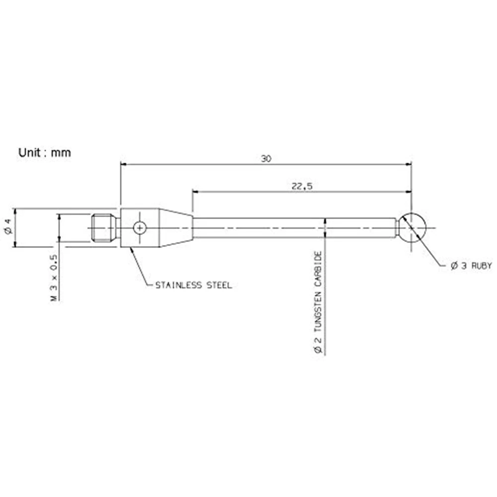 Imagem -05 - Cmm-tungsten Carbide Touch Probe Thread Probe mm Ball Tips 30 mm de Comprimento A50030057 Metric