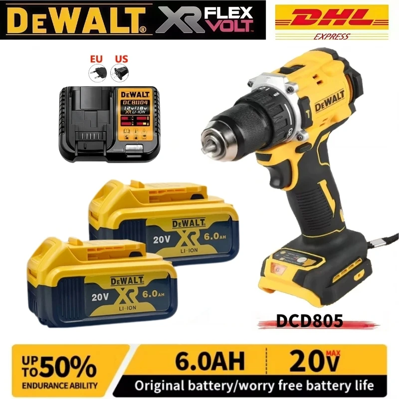 👍100% Genuine DEWALT 20V Lithium Battery DCD805 Rechargeable Brushless Compact Electric Screwdriver Hand Drill Impact Driver