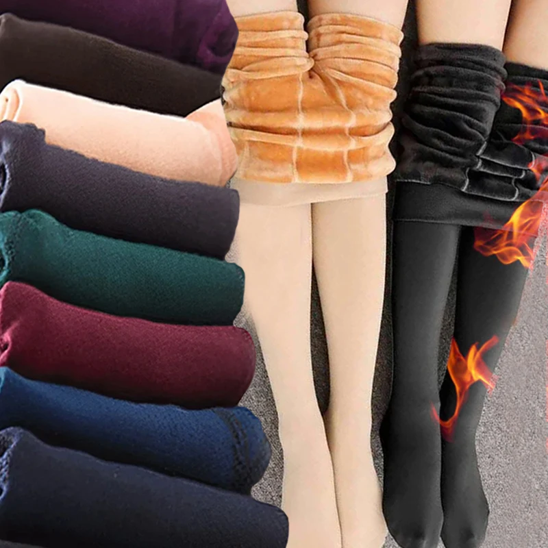 Fleece Lined Tights Women Thermal Pantyhose for Women Winter panty polar Skin Black Effect Stockings Women's Thermal Sock