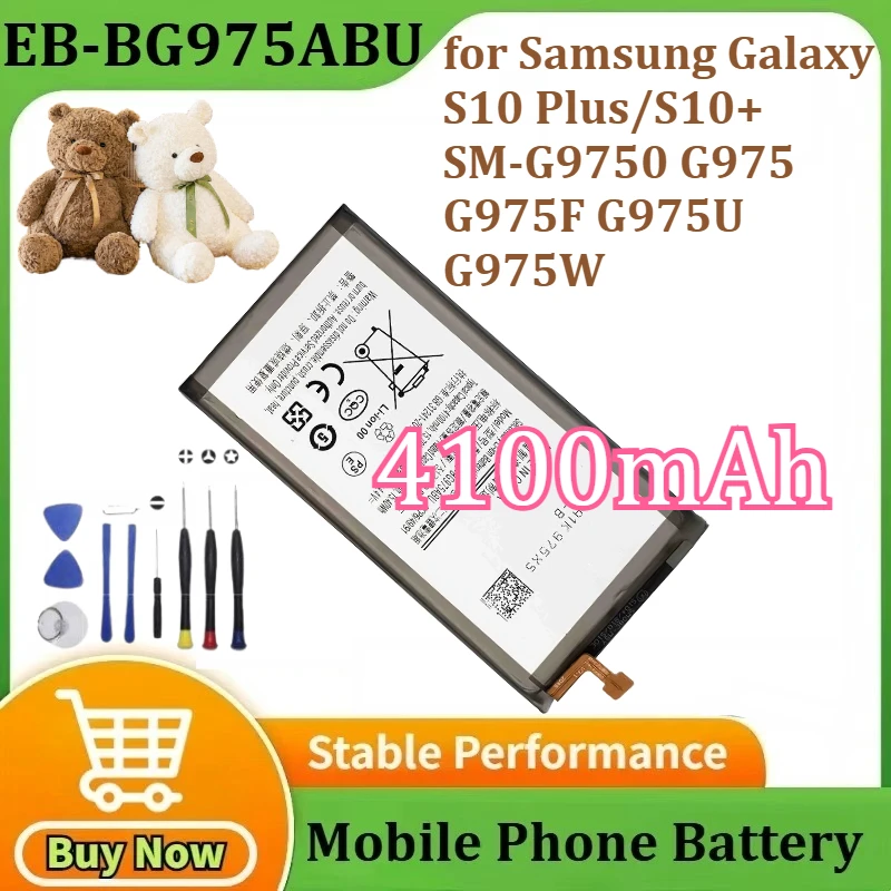 

High Capacity EB-BG975ABU for Samsung Galaxy S10 Plus/S10+ SM-G9750 G975 G975F G975U G975W Mobile Phone Battery 4100mAh＋Tools