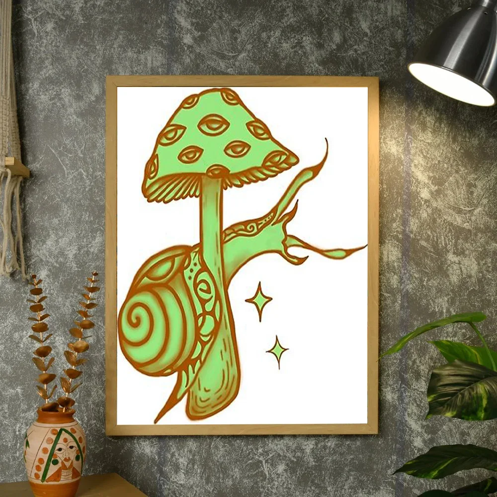 الفطر قماش جدار الفن مخدر ديكور غرفة تريبي الجمالية الطبيعة طباعة Cottagecore المشاعر ديكور المنزل هدية فريدة من نوعها تتجه #4