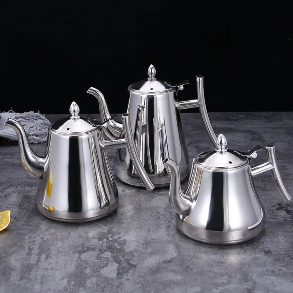

Removable Tea Pot With Filter with Lid Golden/Silver Stainless Steel Teapot Comfortable Handle 1L/1.5L/2L