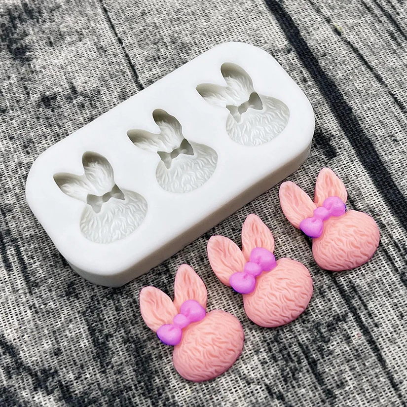 Mini Easter Bow Bunny Silicone Mold Fondant Cake Decorating Tools Sugarcraft Mold Cookie Cupcake Chocolate Baking Mold