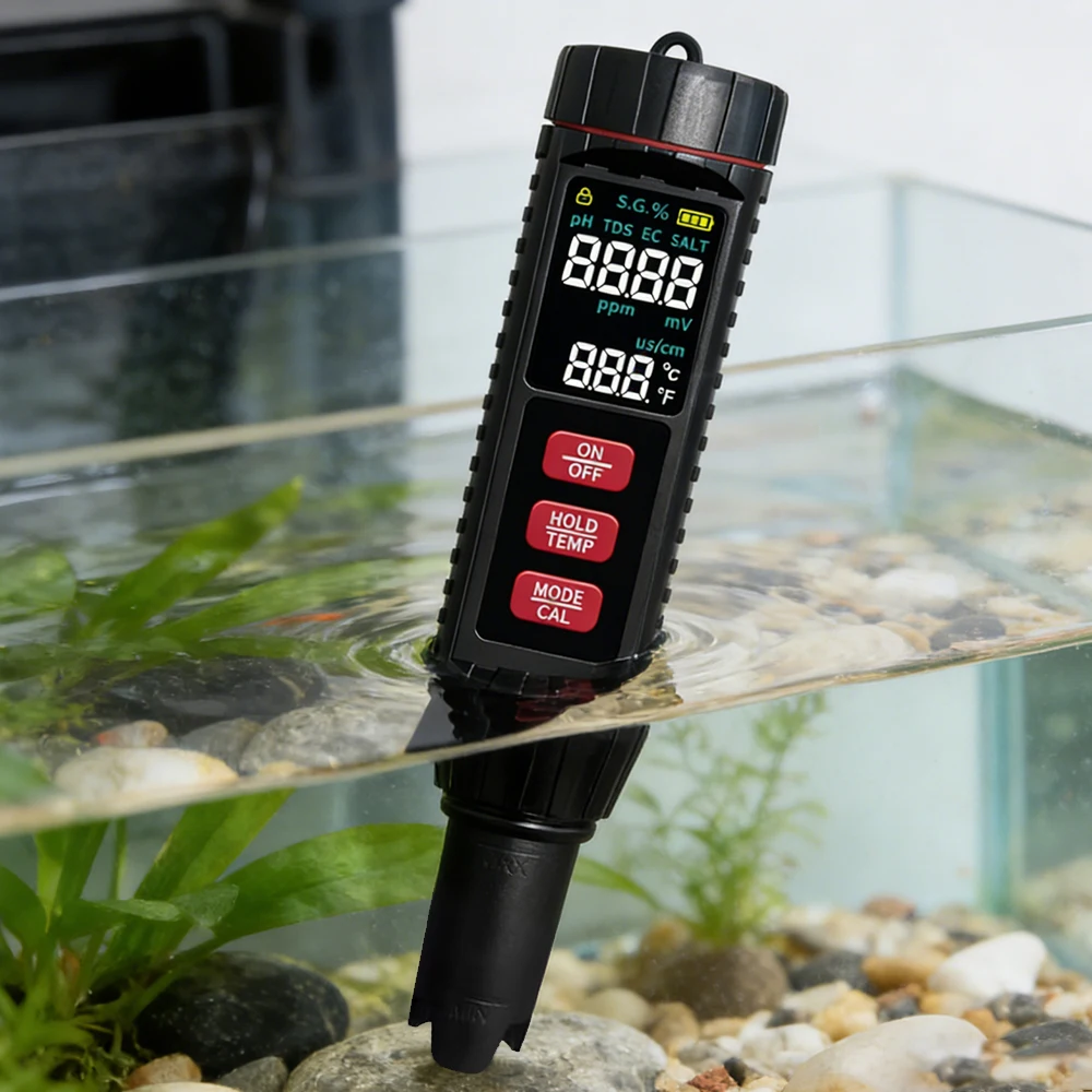 Digitales PH-Messgerät PH/ORP/EC/TEMP/SALT/S.G/TDS 7 in 1 / 5 in 1 Wasserqualitätstester mit hoher Präzision für Trinkwasser und Aquarien – Detail 25