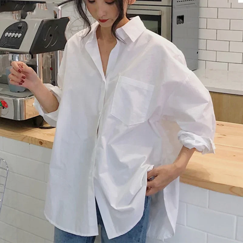 New Fashion Spring Women Shirts 2024 Cotton White Blouse Woman Femme Long Sleeve Loose Women Clothing Tops Casual Blusas 11456