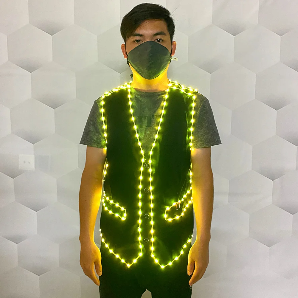 Colored Led Glow vest Bar Clothing Jacket Vest DJ Singer Party glow-in-the-dark supplies Stage Belt charging glow supplies