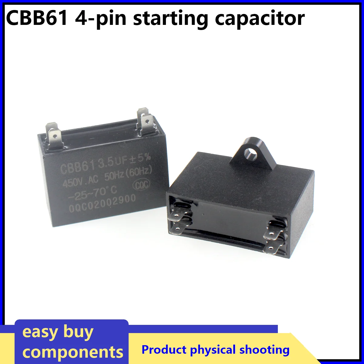 2 uds CBB61 1UF 1,5 UF 2UF 2,5 UF 3UF 3,5 UF 4 UF 4,5 UF 5 UF 6 UF 8 UF aire acondicionado ventilador externo condensador de arranque Motor Run 450V