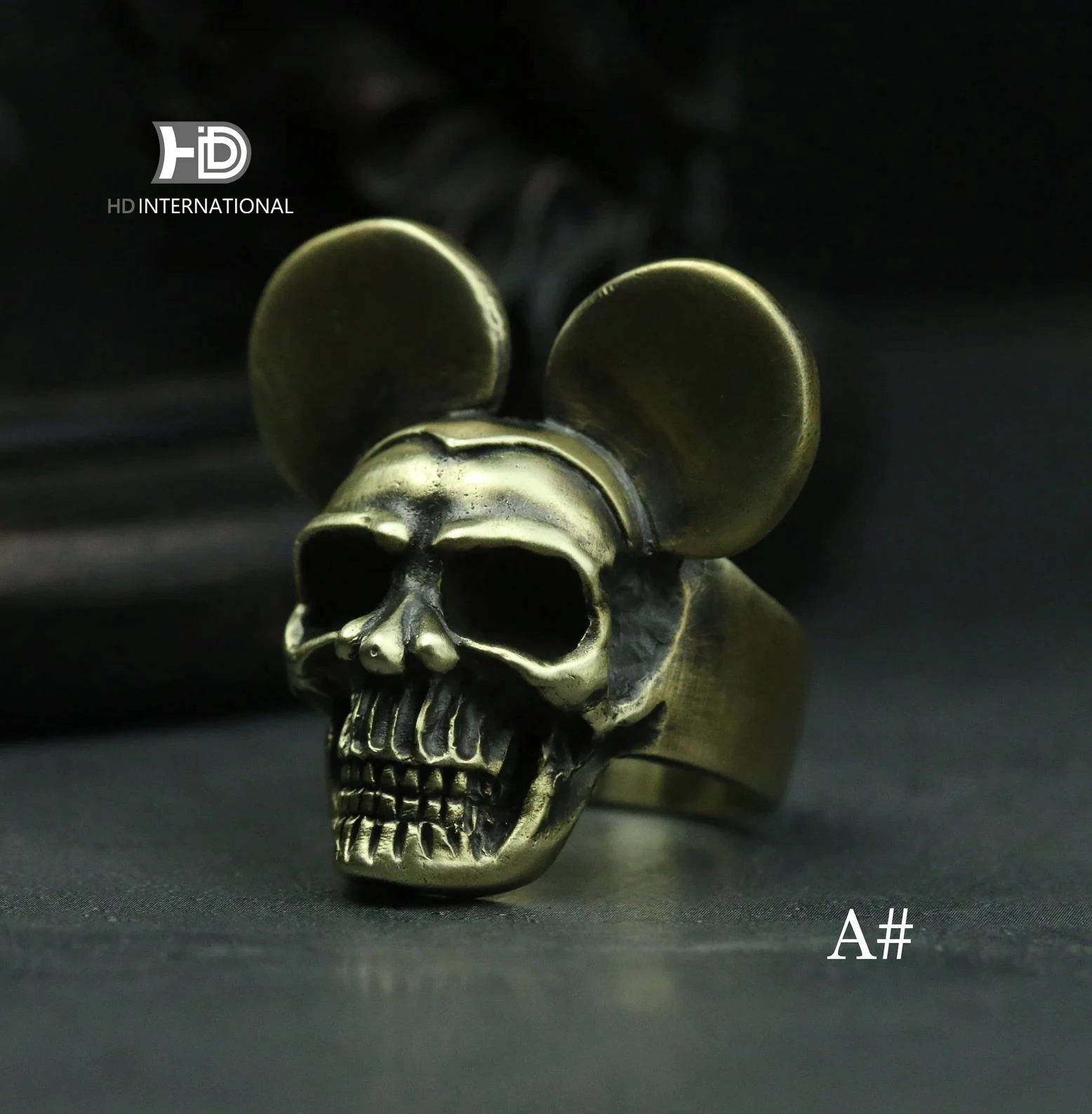 925 silver Mickey skull ring big ear Skull ring Unique Mickey, dark Mickey skeleton Brass craftsmen make jewelry