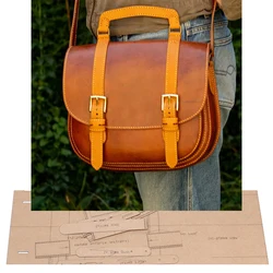 DIY leather craft shoulder bag heavy weight 500gsm kraft paper pattern template stencil 26x6.5x32cm