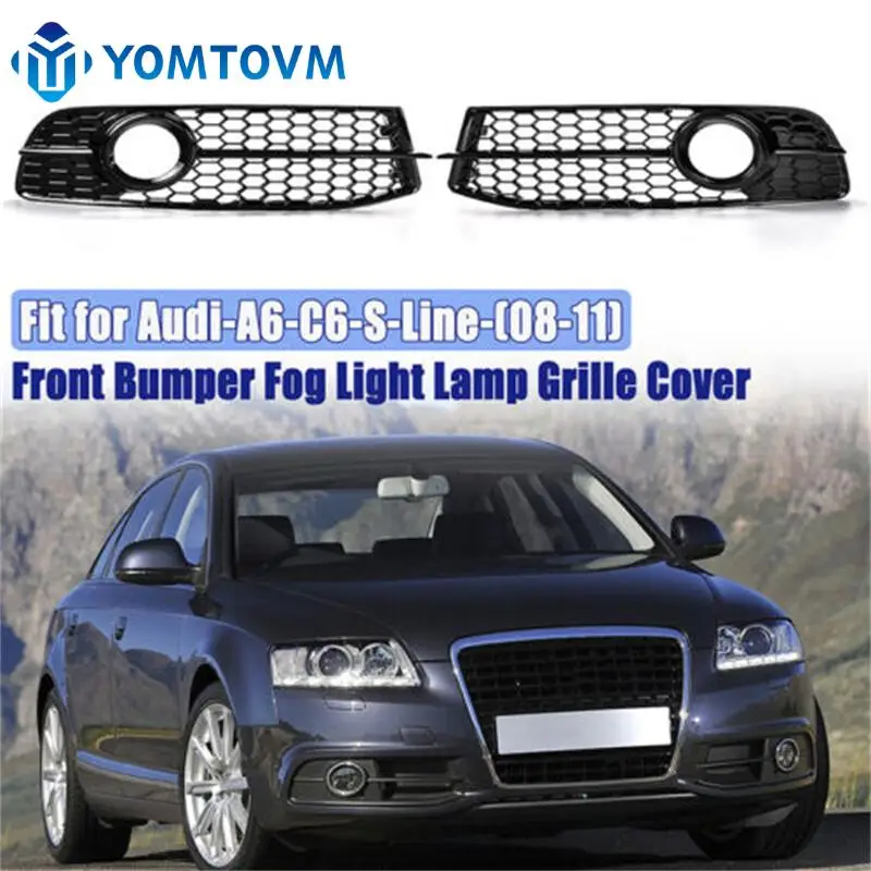 Front Bumper Fog Light Lamp Grille Cover Honeycomb Mesh For Audi A6 C6 S-line Facelift 2008 2009 2010 2011