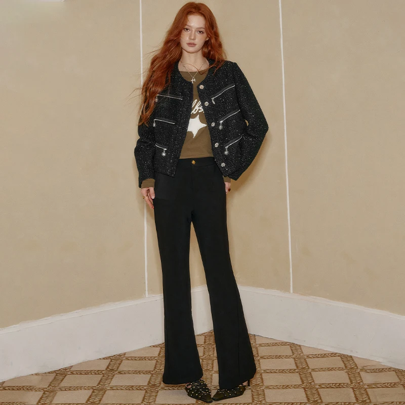 ELFSACK 2025 hiver nouveautés élégant Halloween gros tricot étoile décoration à manches longues manteau pour femme