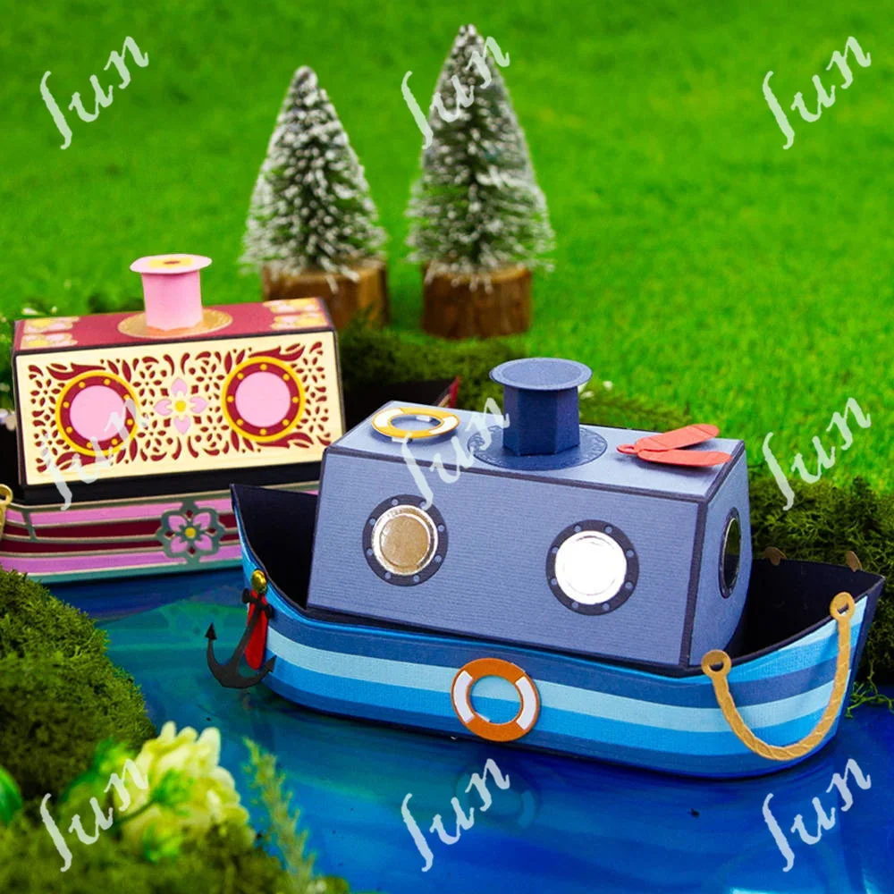 Metal Cut Die Set Dies Scrapbooking New Arrival Album Embossing Template Stencil for Painting Charming Canal Boat Gift Box Mold