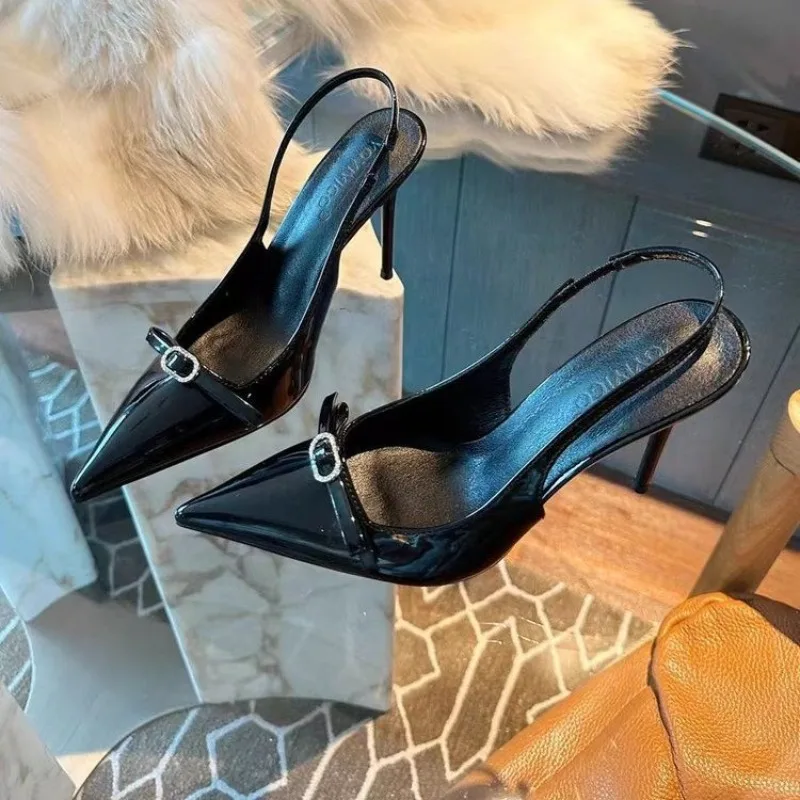 

2025 Summer New Pointed Simple Shallow Mouth Comfortable Women's Gladiator Sandals Outwear Back Strap Women High Heeled Sandals