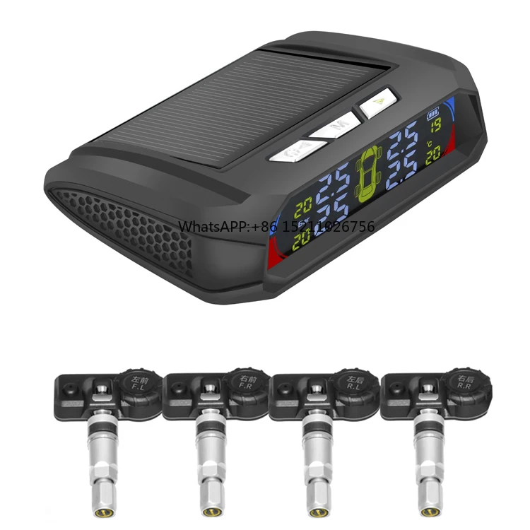 

OEM TPMS Wireless Solar External Tire Pressure Detector 433M No Setup HD Digital Tire Monitoring System