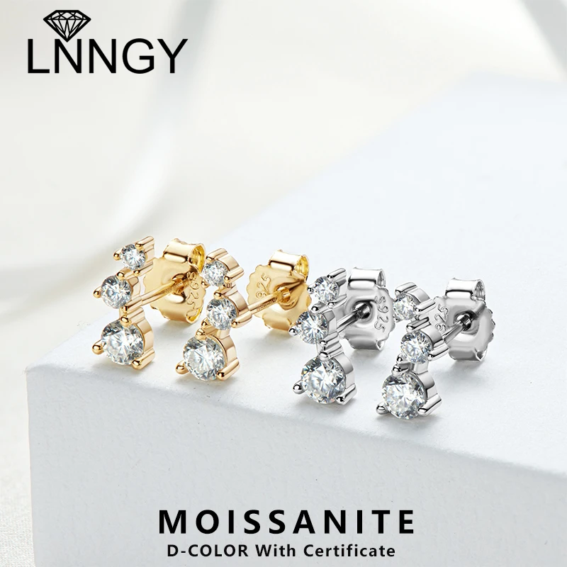 

Lnngy Round Cut Moissanite Earrings 925 Sterling Silver Stud Earring 2mm/2.5mm/3.5mm Moissanites Unique Women Men Jewelry Gift