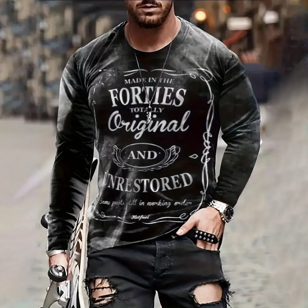 

2026 New Men's 3D Cool Knight Print T-shirt Spring And Autumn New Casual Color Combination Long-sleeved Mens Street Daily Top