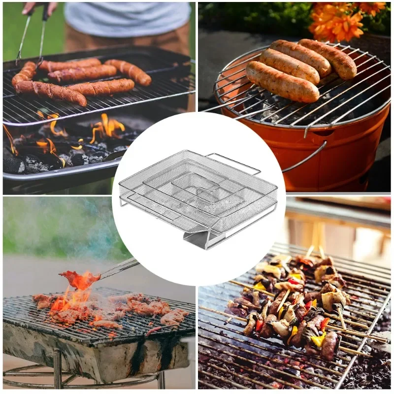 BBQ Sets Smoke Box Cold Smoke Generator Stainless Steel Grill Net Outdoor Smoking BBQ Tools Grill Tool for Kamado Accessories