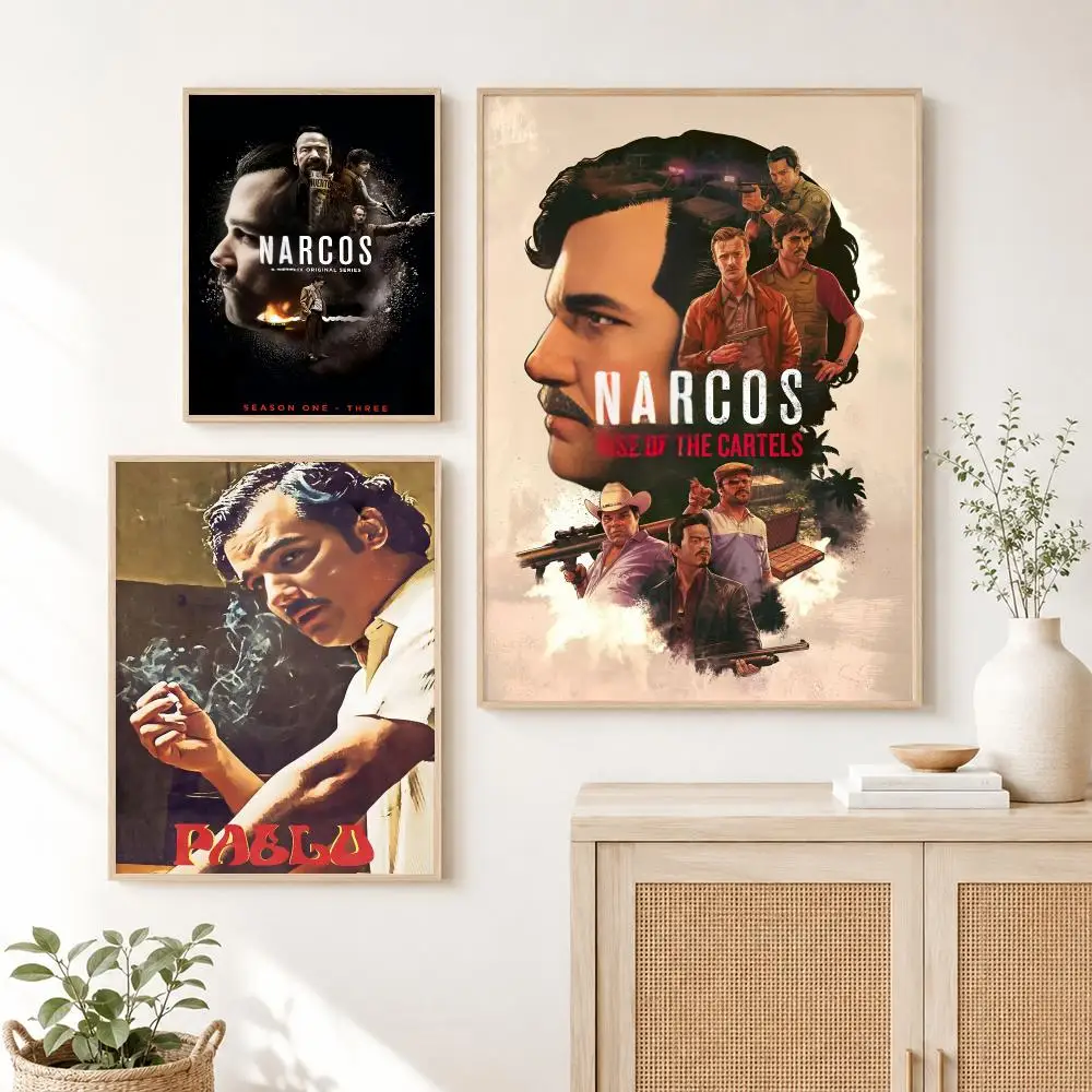 Classic Movie L-Lord Pablo Escobar N-Narcos Mugshot Poster Self Adhesive Wall Decoration for Bedroom Living Room Office Home