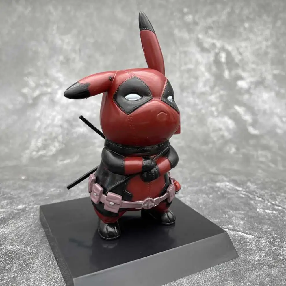 Marvel Iron Man Pikachu Cosplay Deadpool Q Version Action Figure - Cute Collectible Model Statue Toy for Desktop Decoration