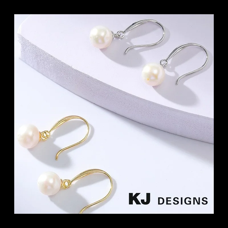 الفضة الاسترليني مطعمة مع لؤلؤ المياه العذبة الطبيعية الأذن هوك الإناث اليابانية والكورية مزاجه بسيط تنوعا الراقية C