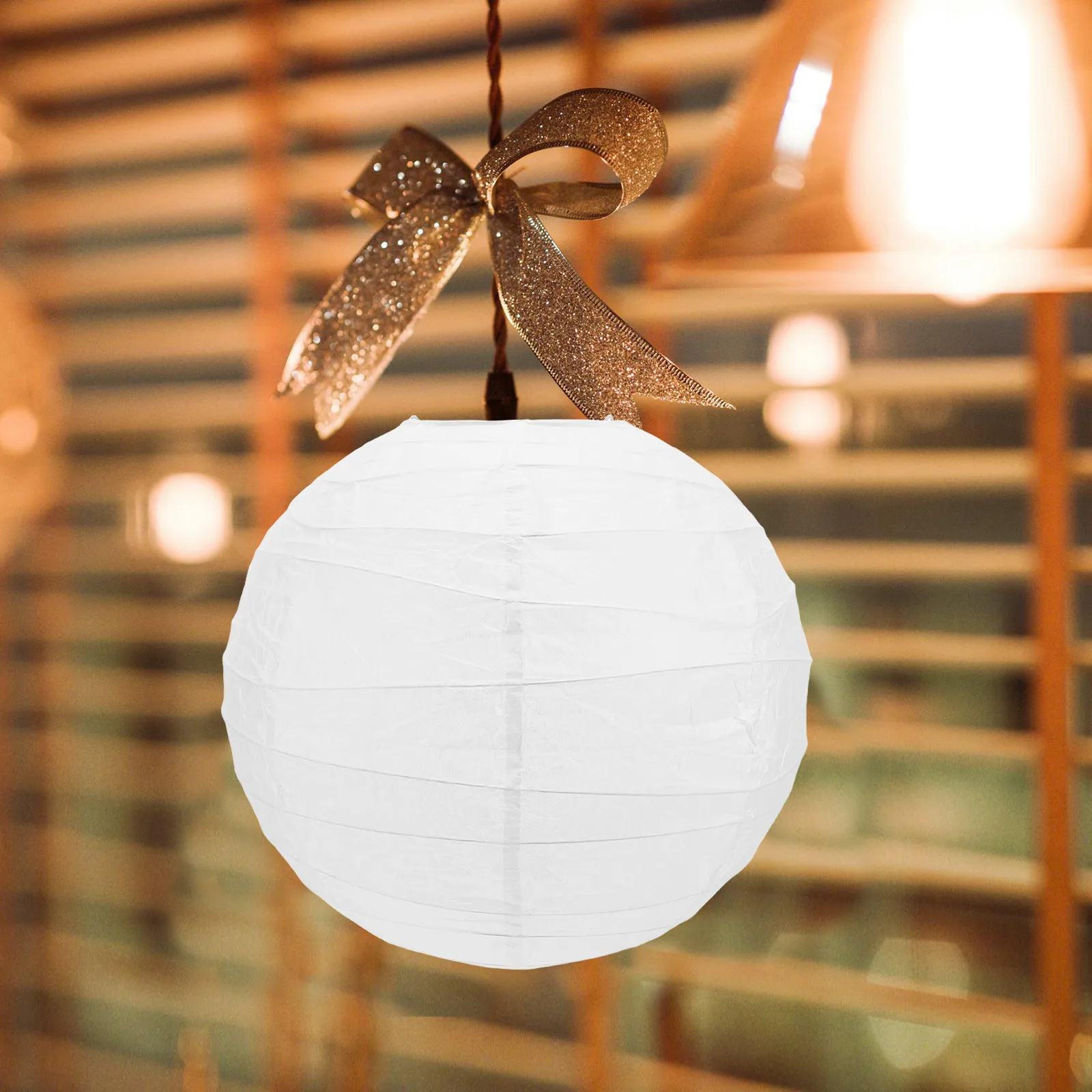 

13.76 Inch White Sphere Lamp Shade Round Hanging Paper Lantern for Living Room Dining Area Pendant Light Replacement Festival
