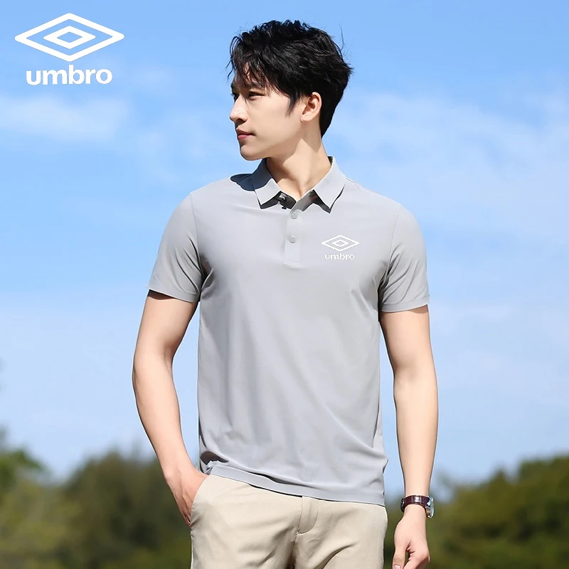 Embroidered Umbro Summer Ice Silk Nylon Polo Shirt High-End T-Shirt New Half Sleeve Non-Marking Casual Business Thin Menswear