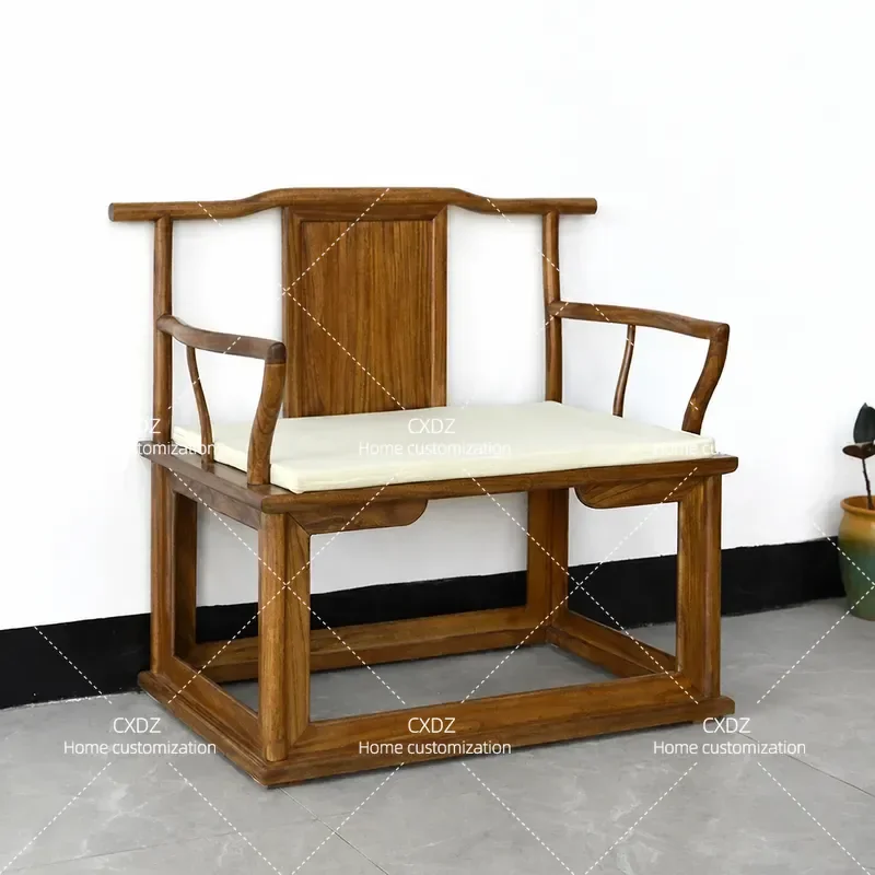 Solid Wood Meditation Chair Elm Cross Legged Seating Ming Style Main Chair for Yoga Zen Practice Home Living Room Furniture