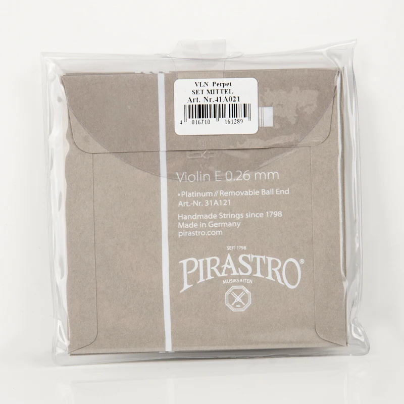 PIRASTRO Perpetual Violin Strings Set 4/4 Size Synthetic Core Medium Tension Removable Ball End E-Platinum/Cadenza Available